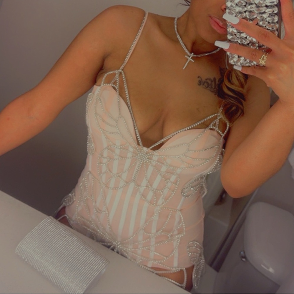 Butterfly bodysuit rhinestones